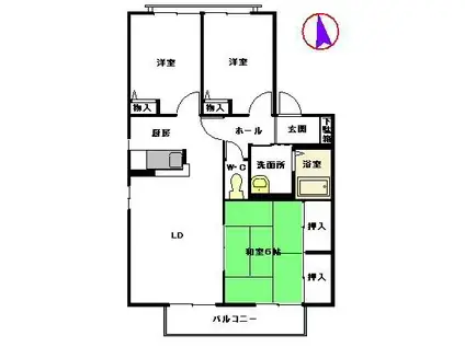 アン ファミール B棟 ♯(3LDK/2階)の間取り写真