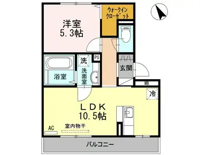 エスポワール祇園B(1LDK/2階)の間取り写真