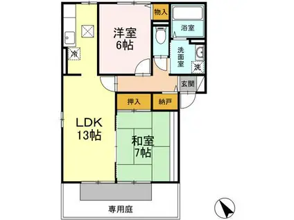 クレール本城(2LDK/1階)の間取り写真