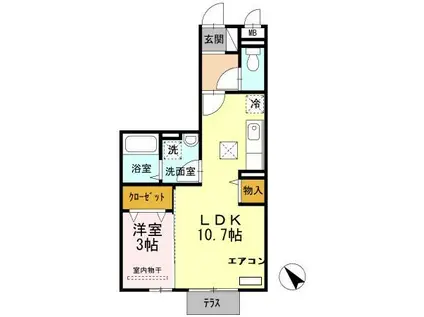 ドゥリヴェール(1LDK/1階)の間取り写真