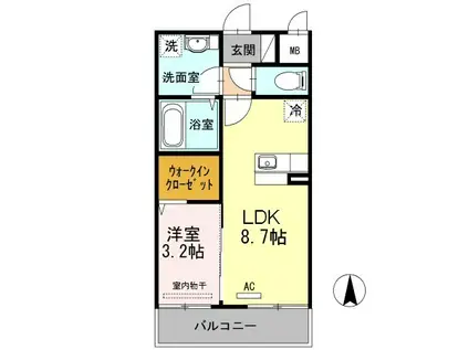 ラ・フィーエ上曽根(1LDK/2階)の間取り写真