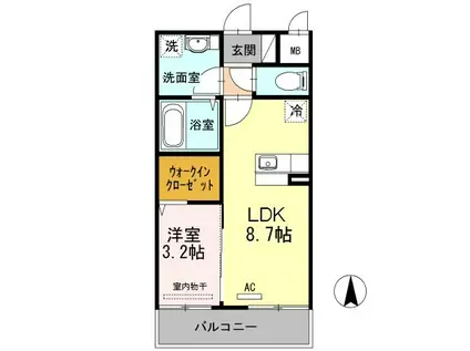 ラ・フィーエ上曽根(1LDK/3階)の間取り写真