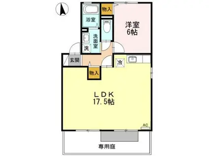 クレール長尾(1LDK/1階)の間取り写真