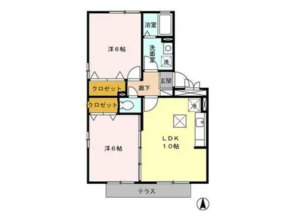 ノートル アージュ ブラン(2LDK/1階)の間取り写真