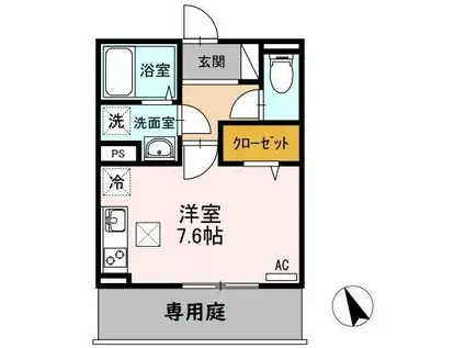 M・K・K北方(ワンルーム/1階)の間取り写真