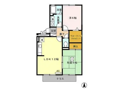 ポサーダ平田(2LDK/1階)の間取り写真