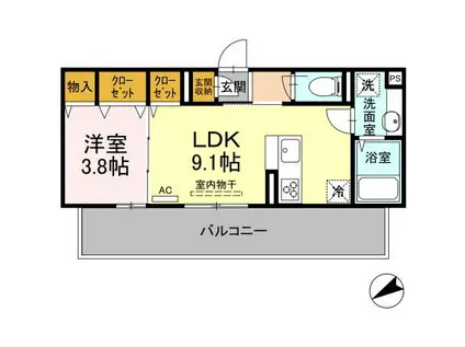 M・K・K神岳(1LDK/2階)の間取り写真