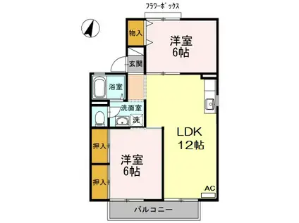 セジュール朽網A棟(3DK/2階)の間取り写真