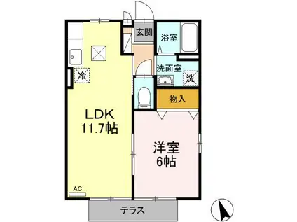 フローラ雪つばき(1LDK/1階)の間取り写真