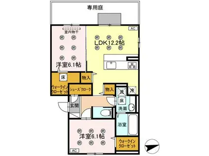 LA MAISON NAKAI(2LDK/1階)の間取り写真