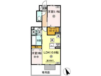 D-ROOM上葛原(2LDK/1階)の間取り写真