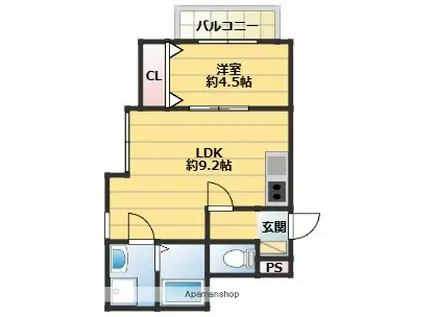 THE NOBLES 戸畑Ⅰ(1LDK/3階)の間取り写真