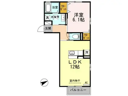 コープアールエム I(1LDK/2階)の間取り写真