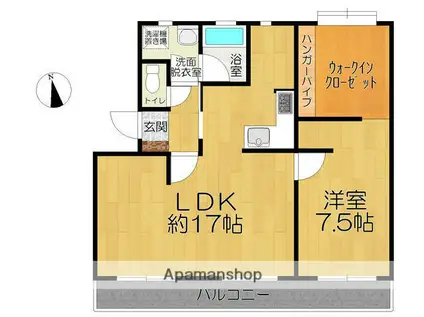 クレアーレ祇園(1SLDK/1階)の間取り写真