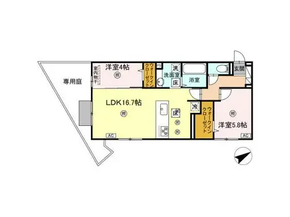 アピアランス中井(2LDK/1階)の間取り写真