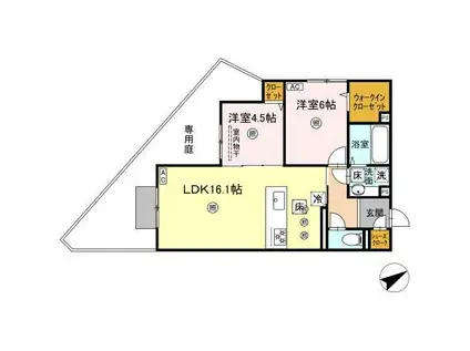 アピアランス中井(2LDK/1階)の間取り写真