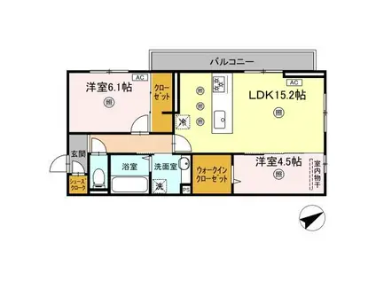 アピアランス中井(2LDK/3階)の間取り写真