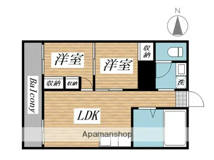 プリンセス片野Ⅱ(2LDK/4階)の間取り写真
