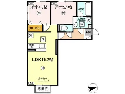 D-ROOM中原東(2LDK/3階)の間取り写真