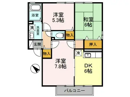 サンコート吉祥寺 A棟(3DK/2階)の間取り写真