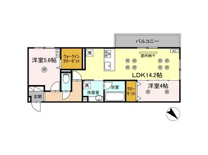 D-ROOM浅生(2LDK/2階)の間取り写真