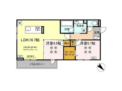 D-ROOM浅生(2LDK/3階)の間取り写真