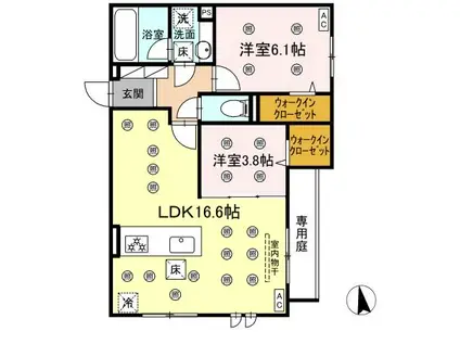 アトレ西折尾(2LDK/1階)の間取り写真