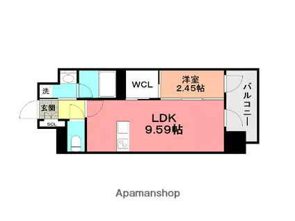 プレジデンス ざ 三萩野(1LDK/7階)の間取り写真