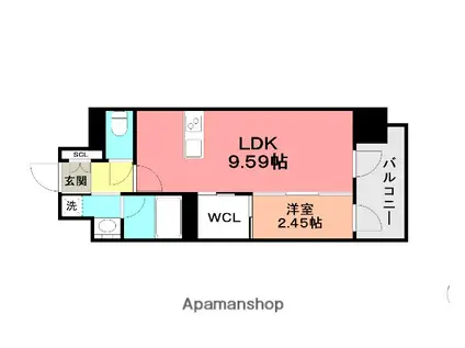 プレジデンス ざ 三萩野(1LDK/7階)の間取り写真
