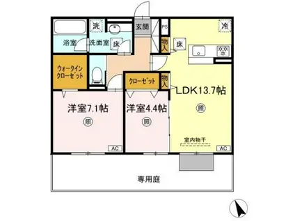 プレステージIV(2LDK/1階)の間取り写真