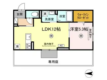 DーROOM本城東 A棟(1LDK/1階)の間取り写真
