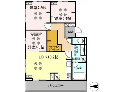 DーROOM本城東 B棟(3LDK/3階)の間取り写真
