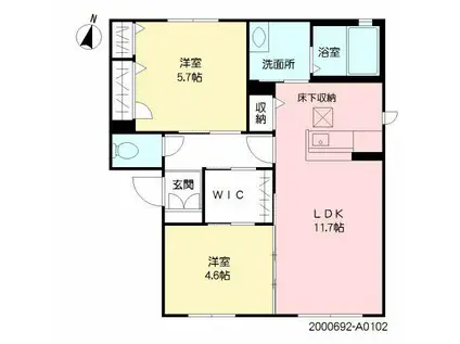 ドミール永犬丸 1棟(2LDK/1階)の間取り写真