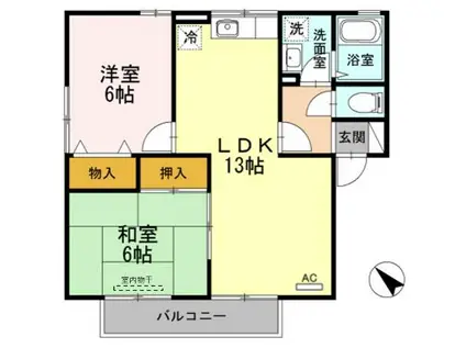 パストラル湯川 B棟(2LDK/2階)の間取り写真