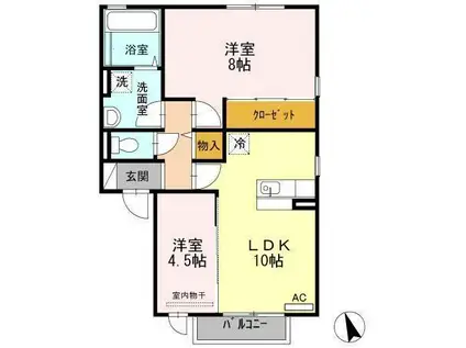 エストレージャ A棟(2LDK/2階)の間取り写真