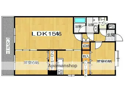 パサージュ若草Ⅱ(2LDK/1階)の間取り写真