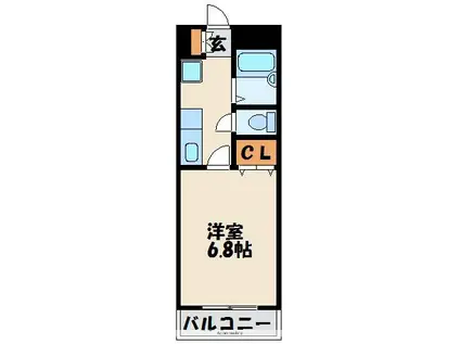 ウイング石坂(1K/3階)の間取り写真