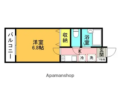 ウイング石坂(1K/3階)の間取り写真