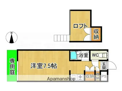 Tコーポ壱番館(ワンルーム/1階)の間取り写真