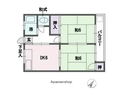 古川ビル(2DK/4階)の間取り写真
