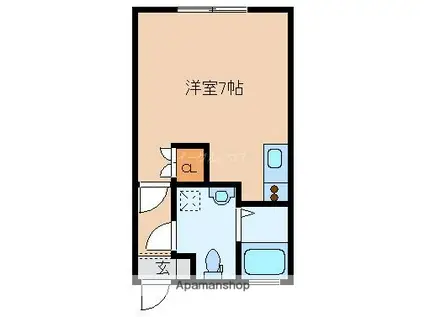 たまゆら荘(ワンルーム/2階)の間取り写真