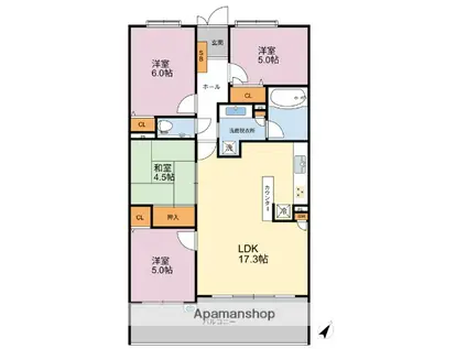 アクロス太宰府パークレジェンド(4LDK/3階)の間取り写真
