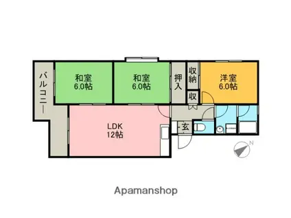 コーポ東大利(3LDK/1階)の間取り写真