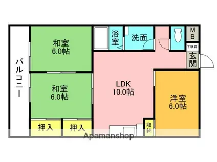 グリーンヒル観世Ⅰ(3LDK/3階)の間取り写真