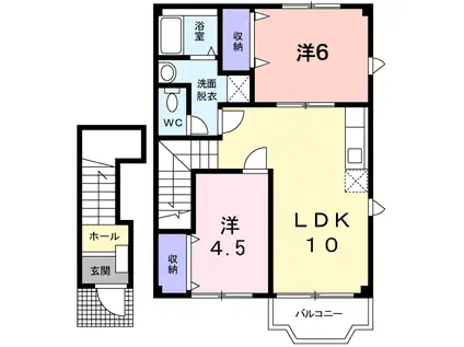 メゾンファルコA(2LDK/2階)の間取り写真