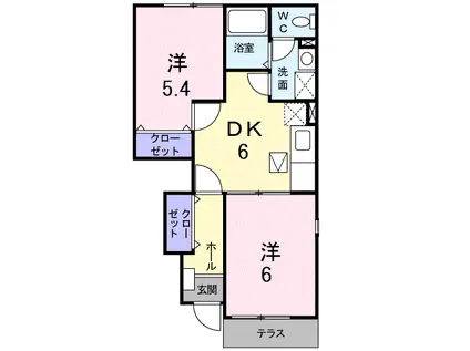 サンベールコガⅡC(2DK/1階)の間取り写真