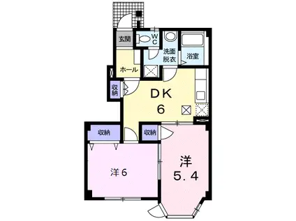 プロスペールマエタA(2DK/1階)の間取り写真