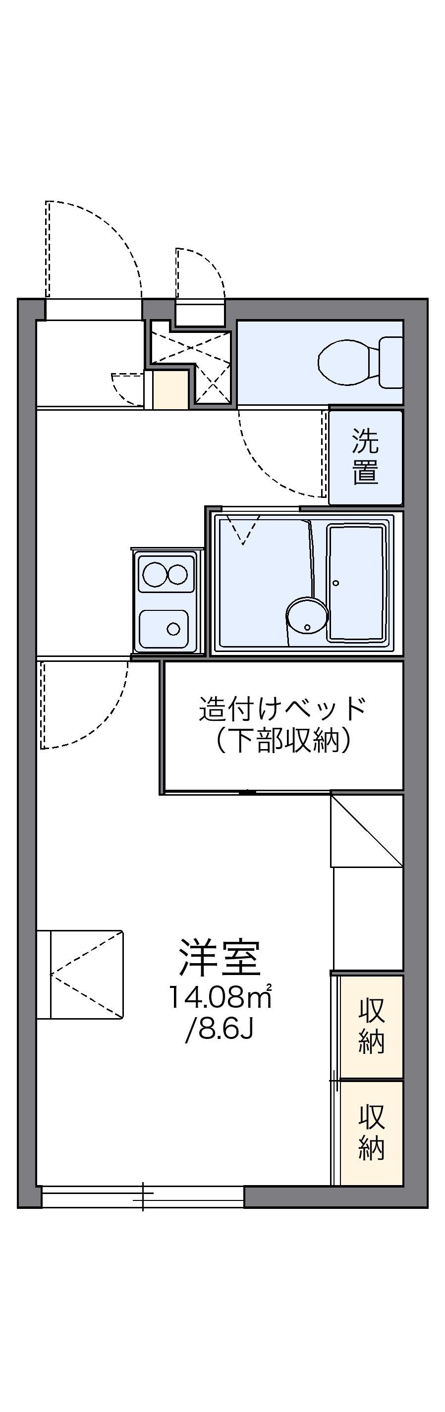 レオパレスセジュール(1K/1階)の間取り写真
