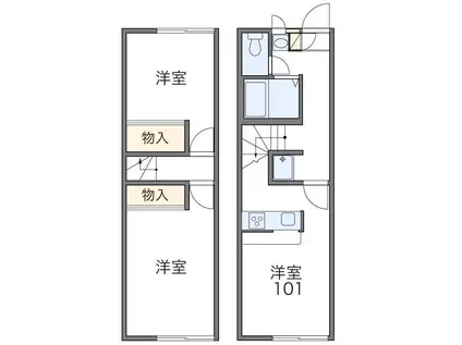 レオパレスアメニティタウン(2DK/1階)の間取り写真