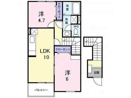 フォレスト金の原Ⅱ(2LDK/2階)の間取り写真